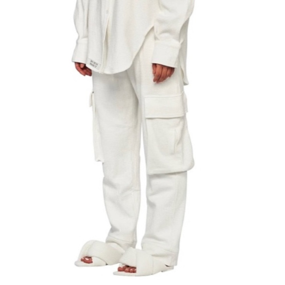 My Mum Made It Waffle Utility Sweatpants White Athleisure Lounge Sporty Comfy - Picture 8 of 8